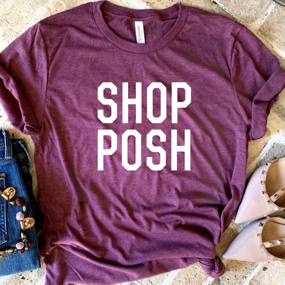 Shop Posh graphic t-shirt poshstyle maroon tee New